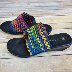 Bernie Mev. EUR 38 US Womens 7 Florida Rainbow Wedge Sandals Colorful